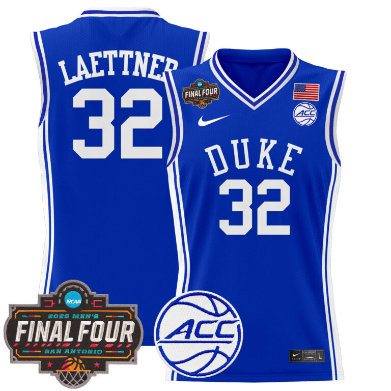 Men Duke Blue Devils #32 Laettner blue 2025 Final Four Patch NCAA Jersey